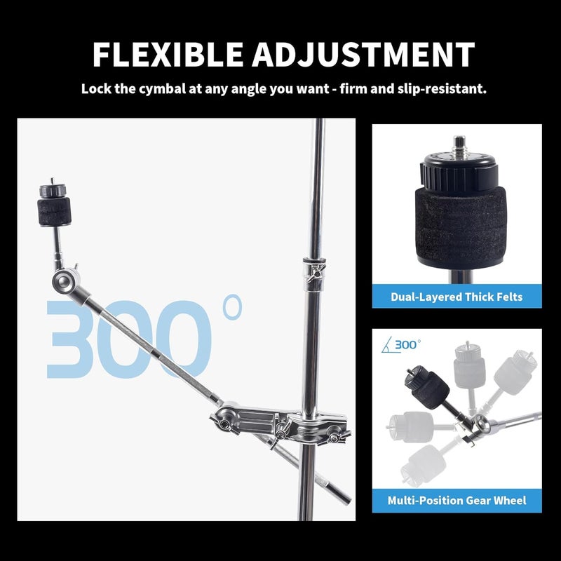 Seteol Cymbal Boom Arm Holder with Clamp, L-Arm Rod with Bracket Holder Extension Arm Attachment, Cymbal Stand Mount for Drum Hardware Cymbal Stand Percussion Instrument Accessories (Long/30CM Arm) - Image 5